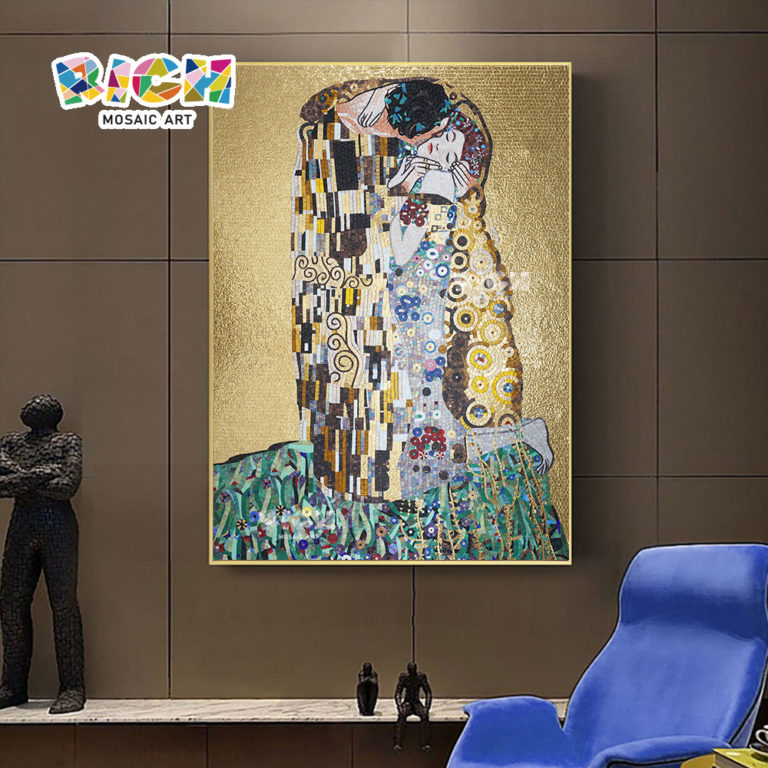 Bedroom Luxury Mosaic Hanging Klimt S Kiss Painting Mural